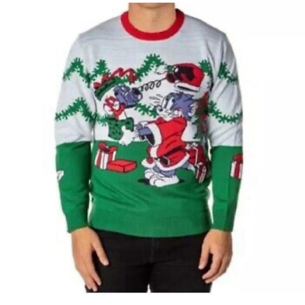 Tom & Jerry Christmas Sweater Mens Small pullover, print , funny unisex Holiday